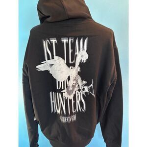 NWT Students Golf 1st Team Bird Hunters Hoodie Black White Graphic 100% Cotton L